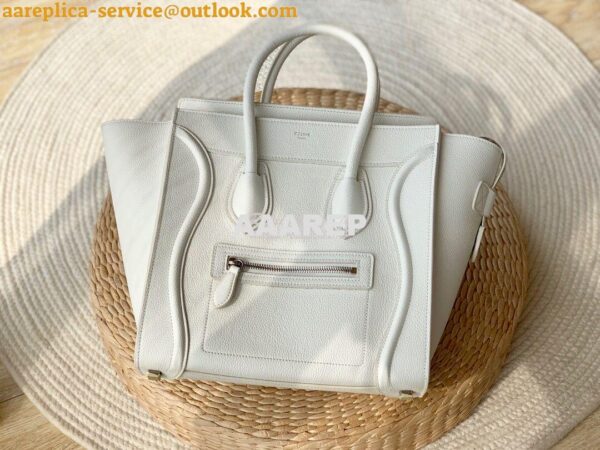 Replica Celine Luggage Tote Drummed Calfskin White 2