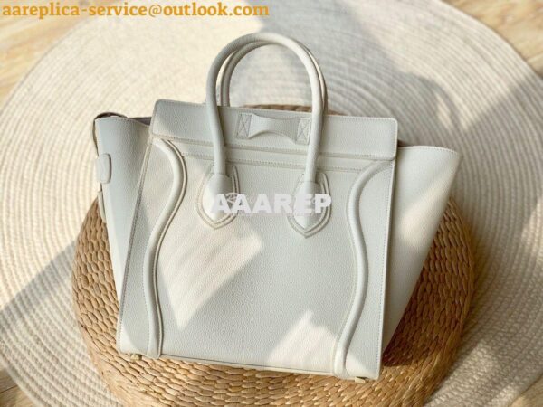 Replica Celine Luggage Tote Drummed Calfskin White 3