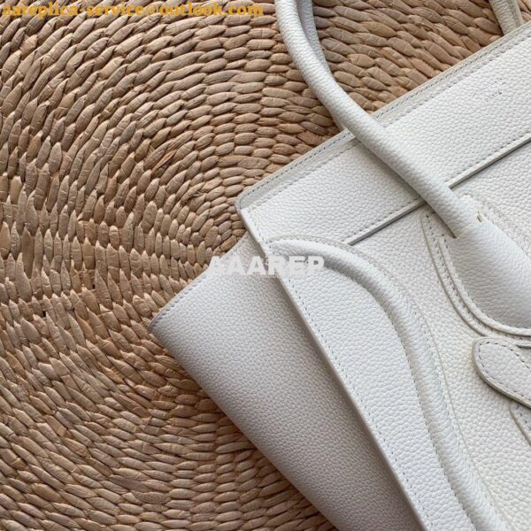 Replica Celine Luggage Tote Drummed Calfskin White 4