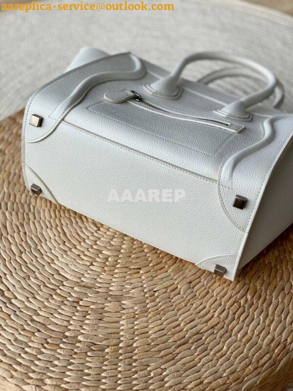 Replica Celine Luggage Tote Drummed Calfskin White 10