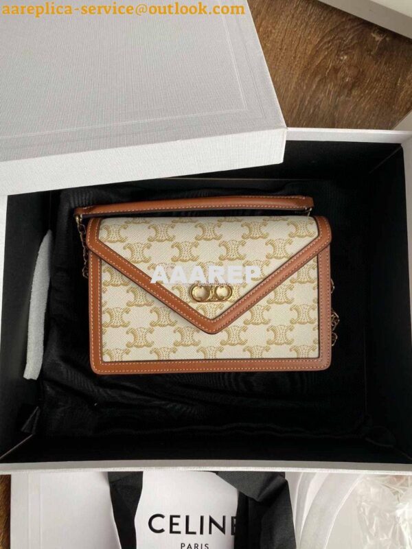 Replica Celine Maillon Triomphe Wallet On Chain in Triomphe Canvas And