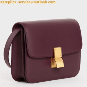 Replica Celine Classic Box Teen Bag In Burgundy Box Calfskin