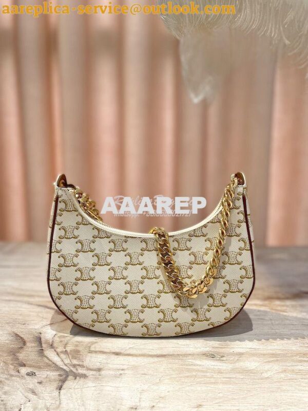 Replica Celine Medium Ava Chain In Canvas and Calfskin 199582 White