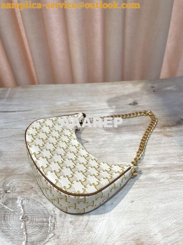 Replica Celine Medium Ava Chain In Canvas and Calfskin 199582 White 2