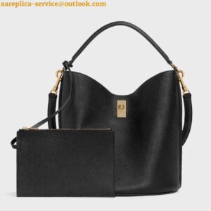 Replica Celine Bucket 16 Bag In Black Grained Calfskin