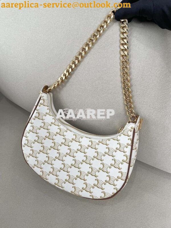 Replica Celine Medium Ava Chain In Canvas and Calfskin 199582 White 6