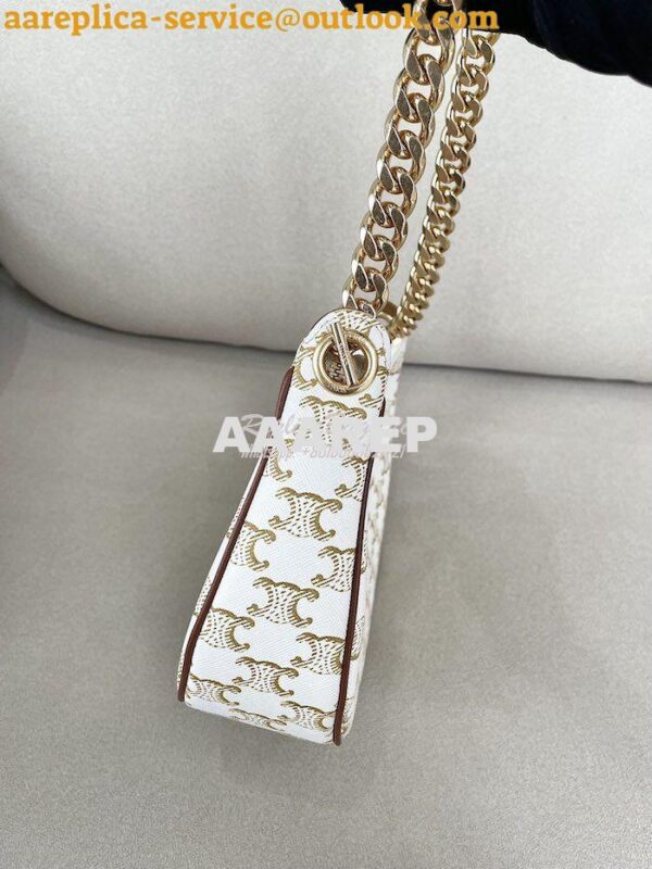 Replica Celine Medium Ava Chain In Canvas and Calfskin 199582 White 7