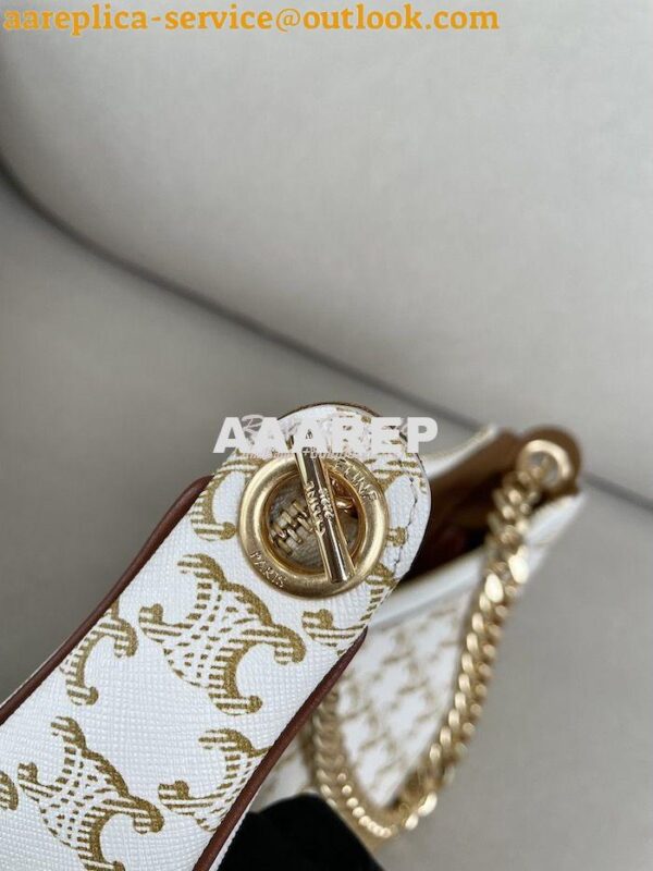 Replica Celine Medium Ava Chain In Canvas and Calfskin 199582 White 6