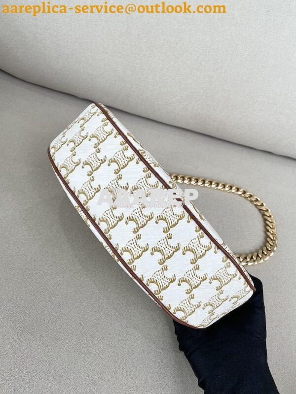 Replica Celine Medium Ava Chain In Canvas and Calfskin 199582 White 7