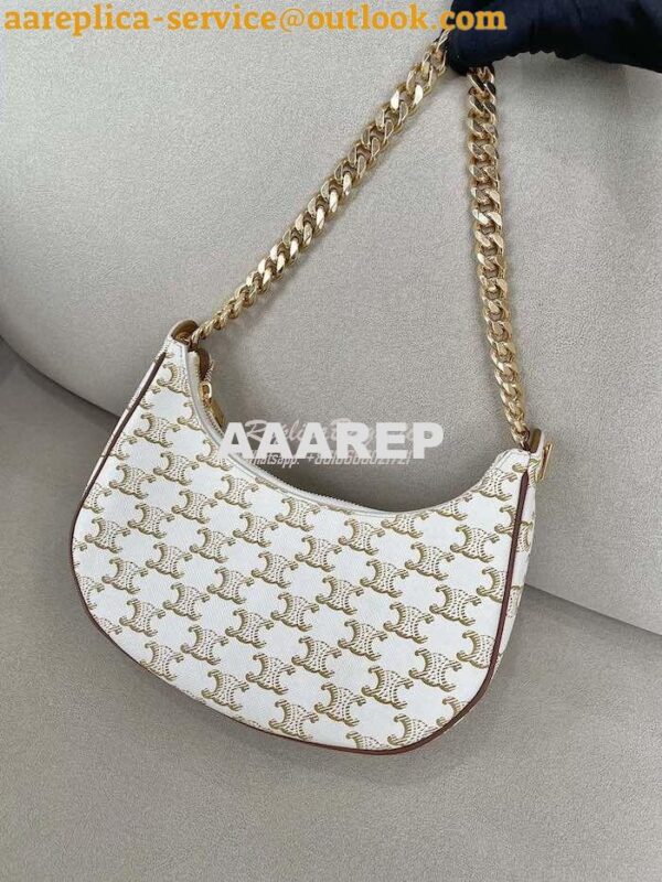 Replica Celine Medium Ava Chain In Canvas and Calfskin 199582 White 10