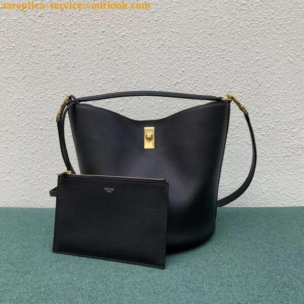 Replica Celine Bucket 16 Bag In Black Grained Calfskin 6