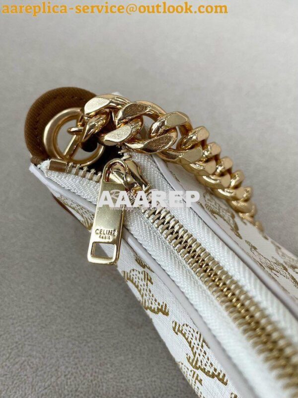 Replica Celine Medium Ava Chain In Canvas and Calfskin 199582 White 9