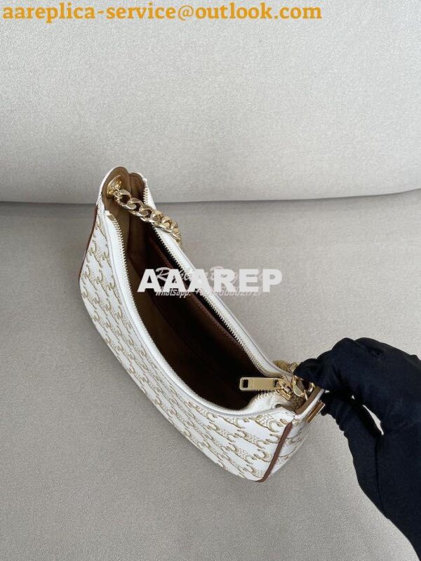 Replica Celine Medium Ava Chain In Canvas and Calfskin 199582 White 11