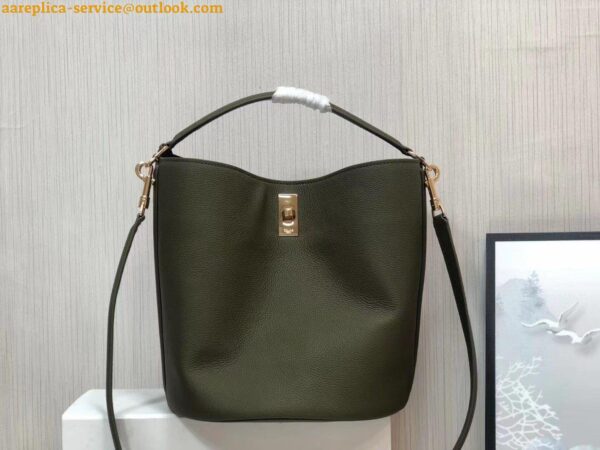 Replica Celine Bucket 16 Bag In Dark Olive Grained Calfskin 7