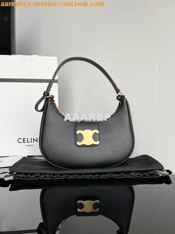 Replica Celine Medium Ava Triomphe Bag In Smooth Calfskin 114493 Black