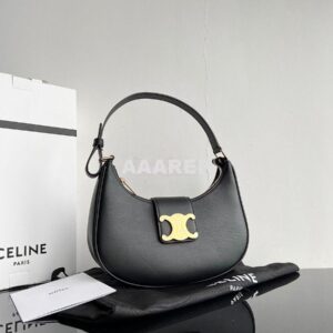 Replica Celine Medium Ava Triomphe Bag In Smooth Calfskin 114493 Black 2