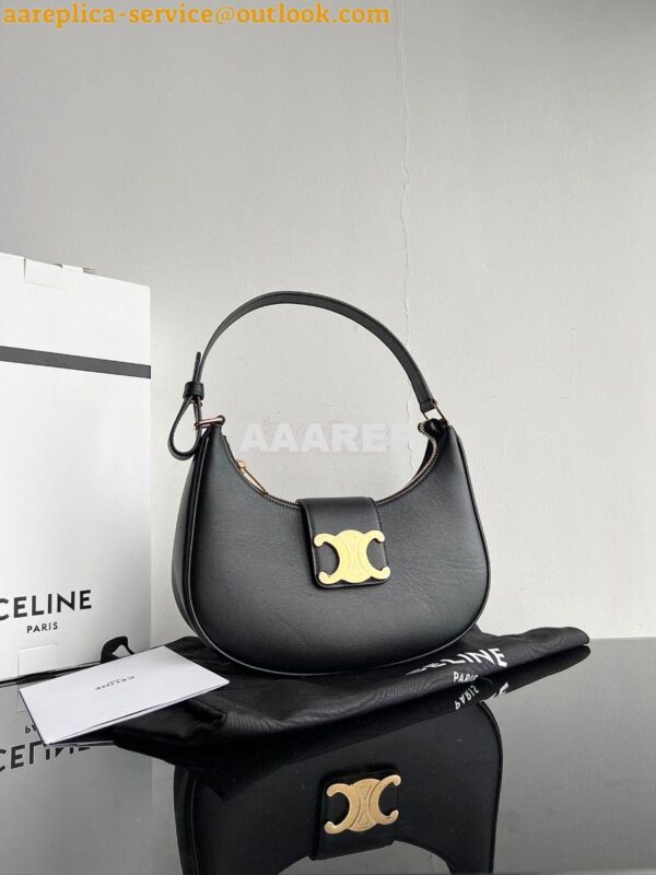 Replica Celine Medium Ava Triomphe Bag In Smooth Calfskin 114493 Black 2