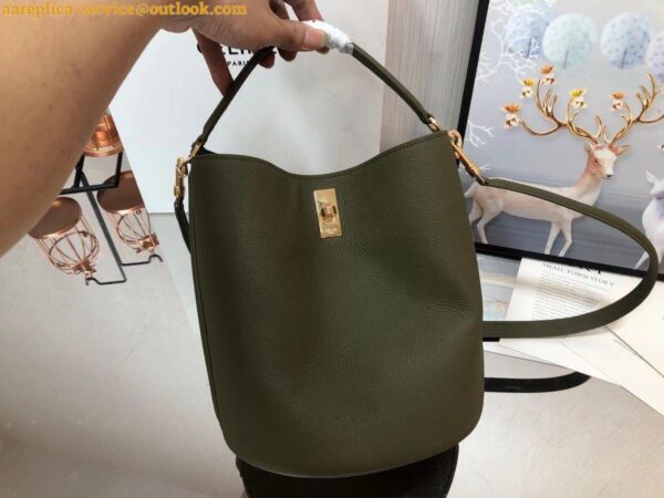 Replica Celine Bucket 16 Bag In Dark Olive Grained Calfskin 16