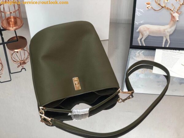 Replica Celine Bucket 16 Bag In Dark Olive Grained Calfskin 19