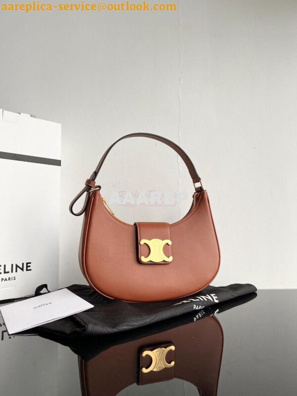 Replica Celine Medium Ava Triomphe Bag In Smooth Calfskin 114493 Tan 2