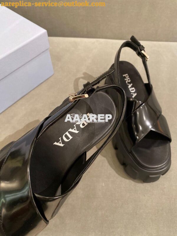 Replica Prada Monolith Brushed Leather Sandals 1X527M 5