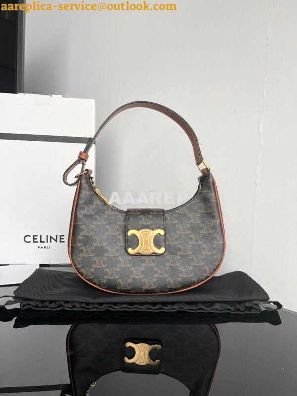 Replica Celine Medium Ava Triomphe Bag In Triomphe Canvas and Calfskin