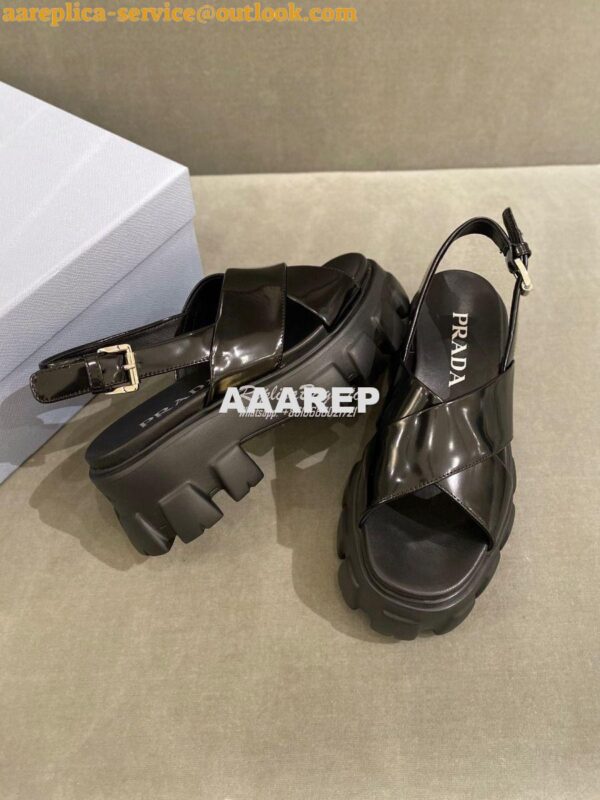 Replica Prada Monolith Brushed Leather Sandals 1X527M 6