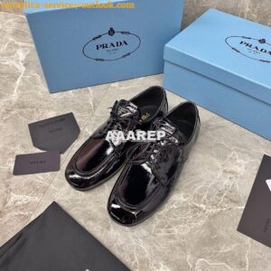 Replica Prada Naplak Leather Laced Shoes 1E278M Black 2