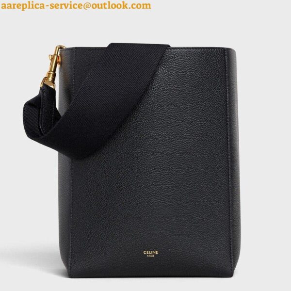 Replica Celine Sangle Small Bucket Bag In Black Calfskin 5