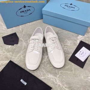 Replica Prada Naplak Leather Laced Shoes 1E278M White