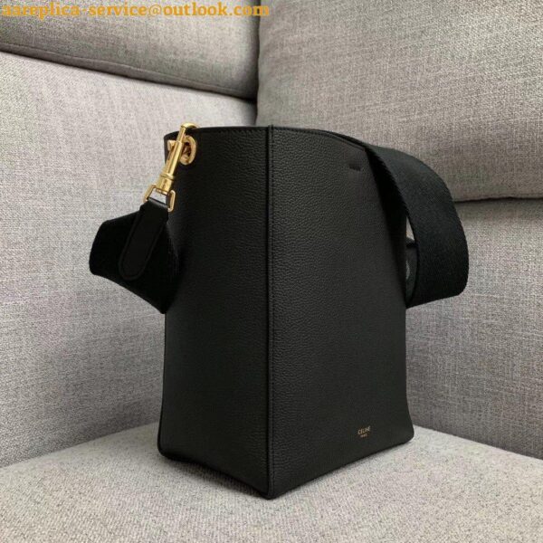 Replica Celine Sangle Small Bucket Bag In Black Calfskin 8