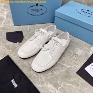 Replica Prada Naplak Leather Laced Shoes 1E278M White 2