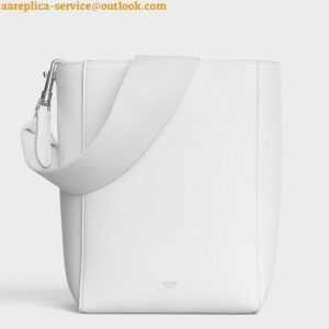 Replica Celine Sangle Small Bucket Bag In White Calfskin