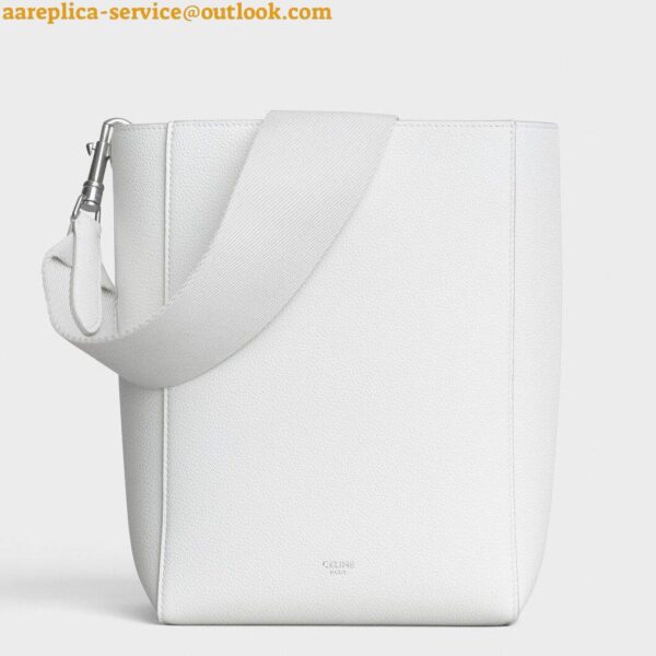 Replica Celine Sangle Small Bucket Bag In White Calfskin 3