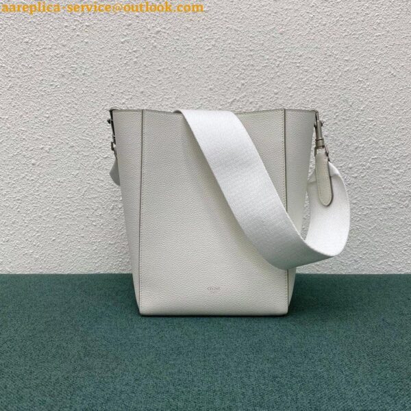 Replica Celine Sangle Small Bucket Bag In White Calfskin 6