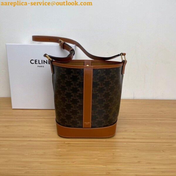 Replica Celine Small Bucket Bag In Tan Triomphe Canvas 5