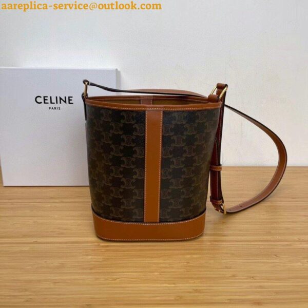 Replica Celine Small Bucket Bag In Tan Triomphe Canvas 8