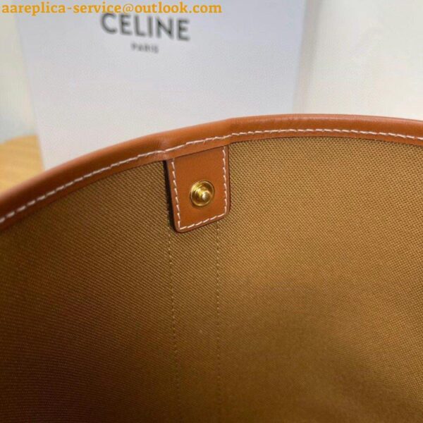 Replica Celine Small Bucket Bag In Tan Triomphe Canvas 8