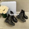 Replica Prada Brushed Calfskin with Metal Toe Ankle Boots 1T7920 2