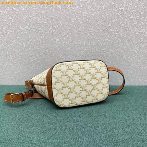 Replica Celine Small Bucket Bag In White Triomphe Canvas 9