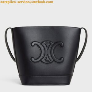 Replica Celine Small Bucket Cuir Triomphe In Black Calfskin 2