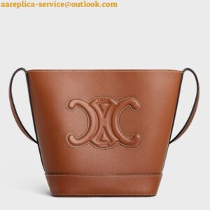 Replica Celine Small Bucket Cuir Triomphe In Brown Calfskin