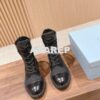 Replica Prada Brushed Calfskin with Metal Toe Ankle Boots 1T7920