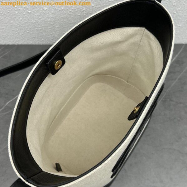 Replica Celine Small Bucket Cuir Triomphe In White Textile 5