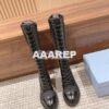 Replica Prada Brushed leather and mesh boots 1W907M Black 2