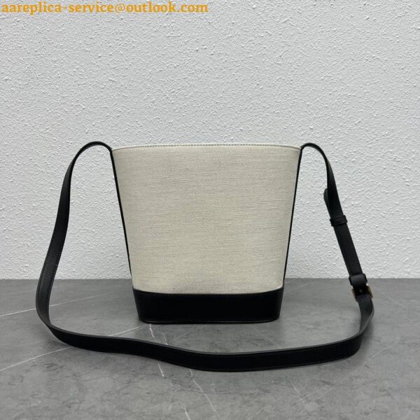 Replica Celine Small Bucket Cuir Triomphe In White Textile 8