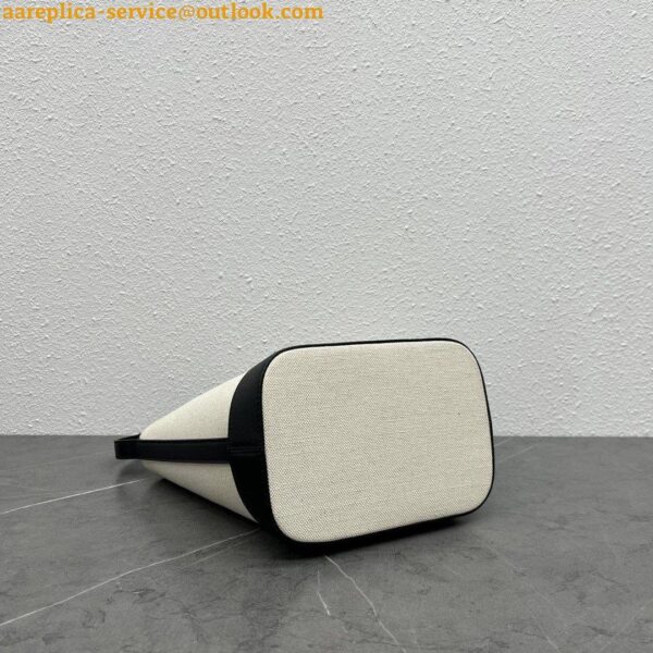 Replica Celine Small Bucket Cuir Triomphe In White Textile 9