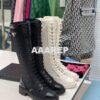 Replica Prada Brushed leather and mesh boots 1W907M White 2