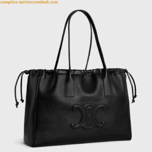 Replica Celine Cabas Drawstring Cuir Triomphe Bag in Black Calfskin