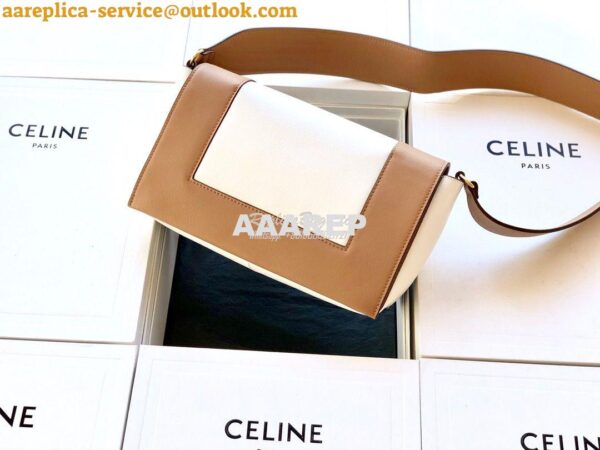 Replica Celine Medium Frame Bag in dark brown/white Shiny Smooth Calfs 4